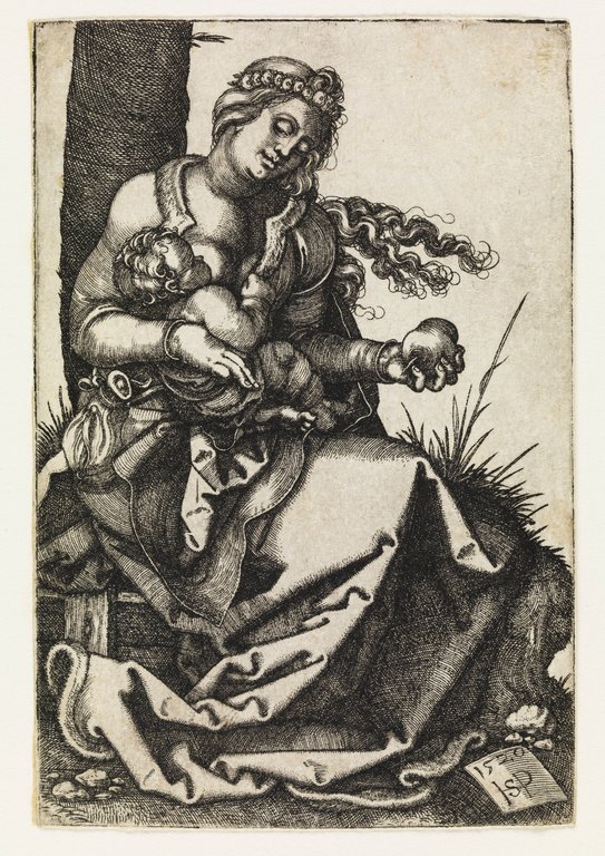 Vierge à l'Enfant avec une poire à la main gauche