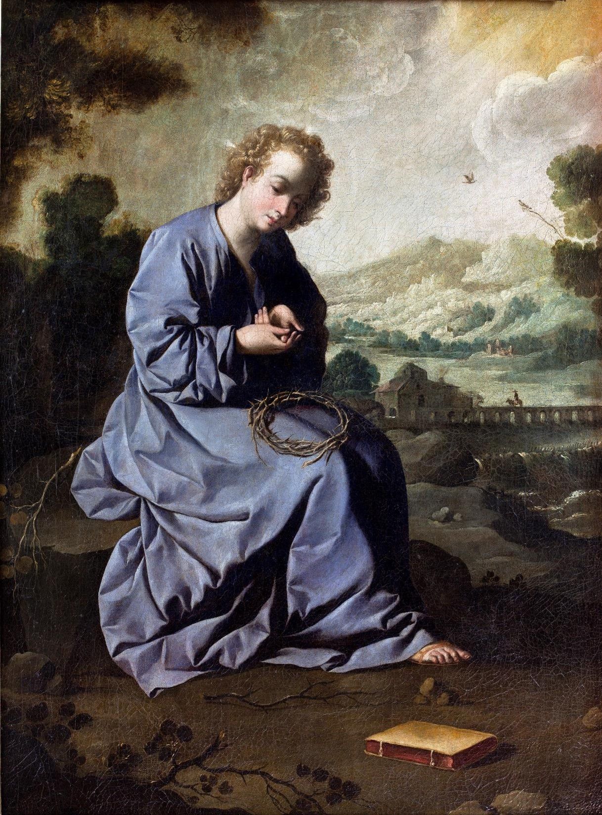 1645-50 Zurbaran (ecole) The Christ Child Contemplating the Crown of Thorn Fondation Bemberg
