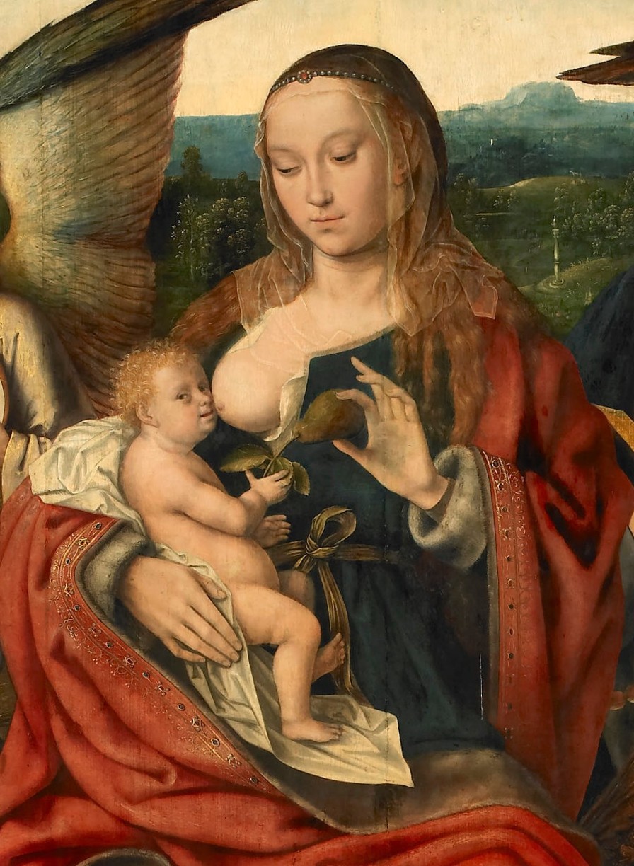 Maitre de Francfort Sainte famille avec des anges musiciens (detail) 1515 ca Walker art museum