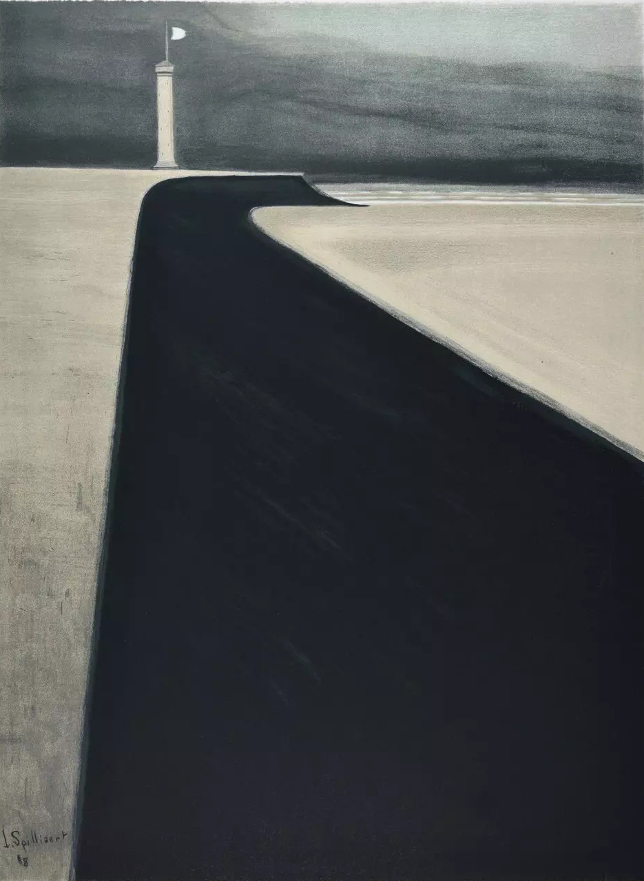 1908 Léon_Spilliaert Le Phare sur la Digue (ancien phare, vlaggenstok) coll part