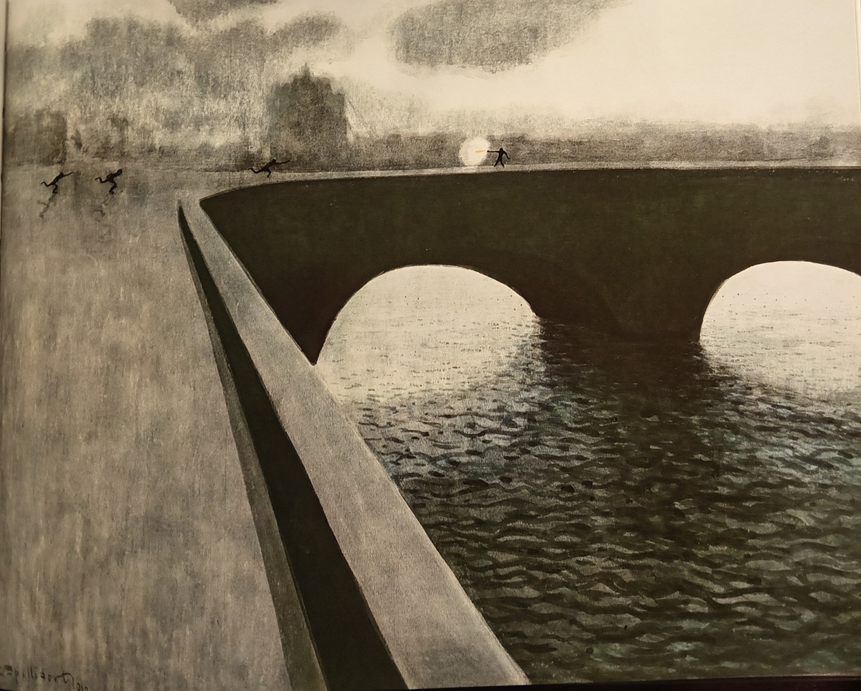1910 Léon Spilliaert La Poursuite (Attaque des apaches sur le Pont de l'Alma) coll part