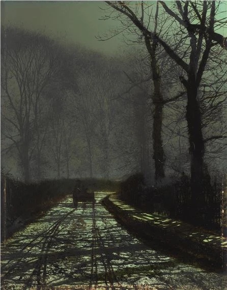 John Atkinson Grimshaw 1870 ca A moonlit lane, Roundhay