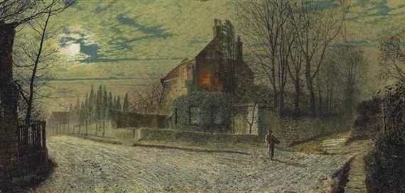 John Atkinson Grimshaw 1874 Yew Court, Scalby, on a November night