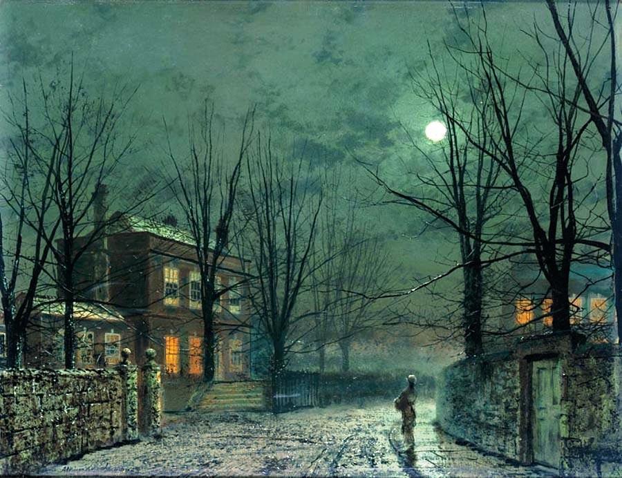 John Atkinson Grimshaw 1882 the-old-hall-under-moonlight coll part