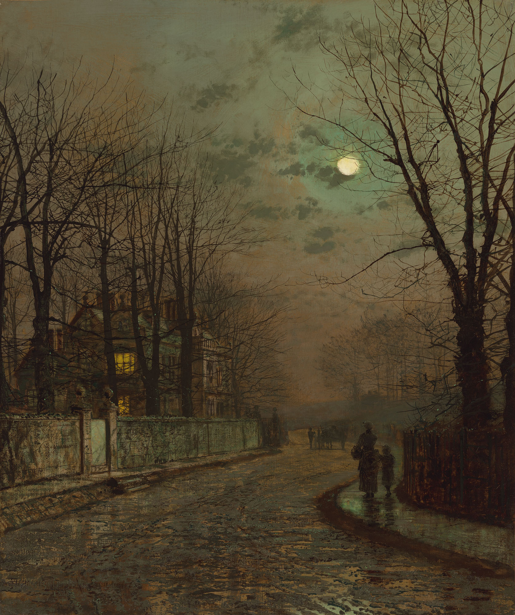John Atkinson Grimshaw 1886 a_wet_road_knostrop_yorkshire coll part