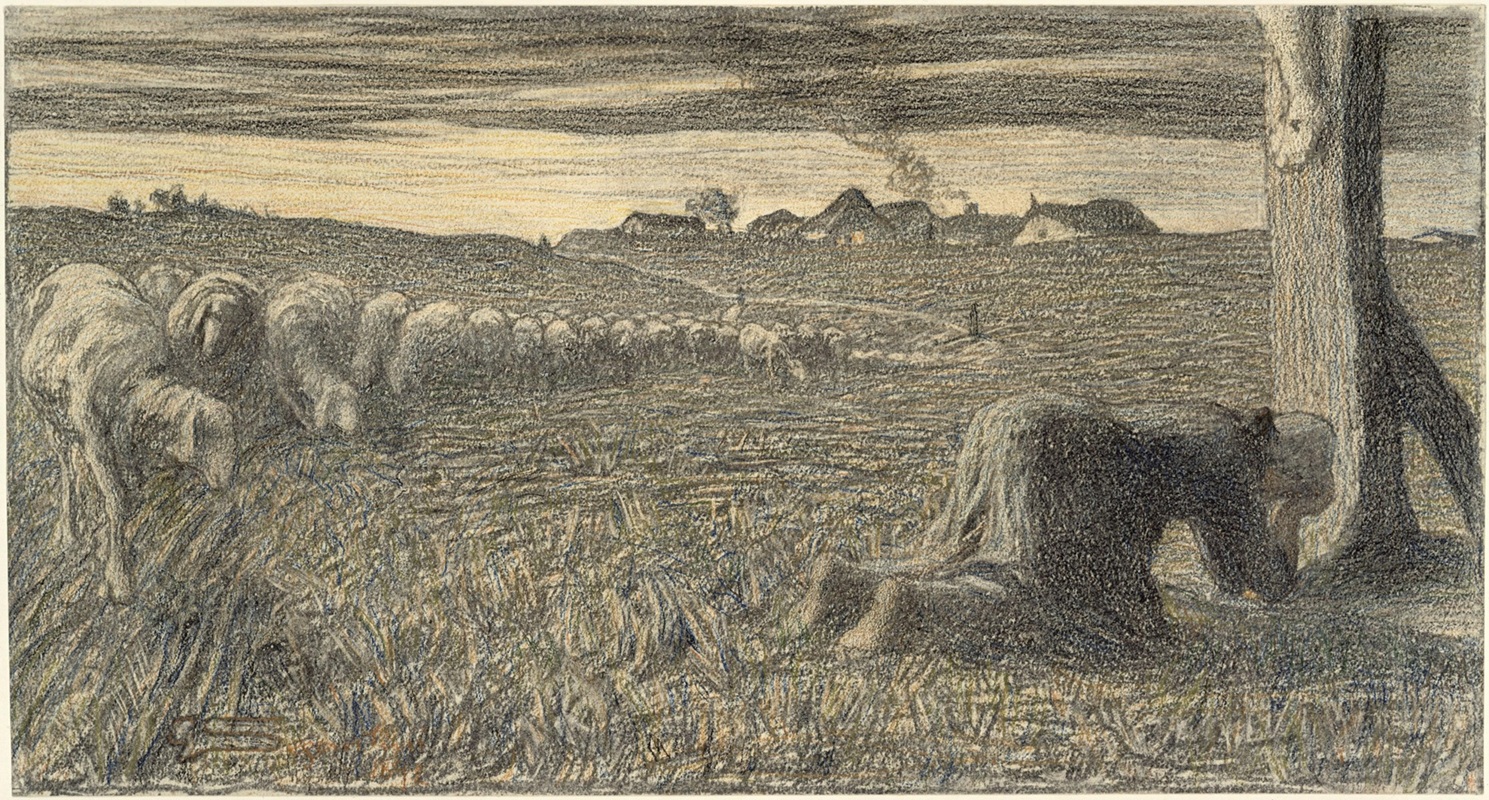 Segantini 1892 La prière devant le Christ Staatliche Museen zu Berlin, Kupferstichkabinett