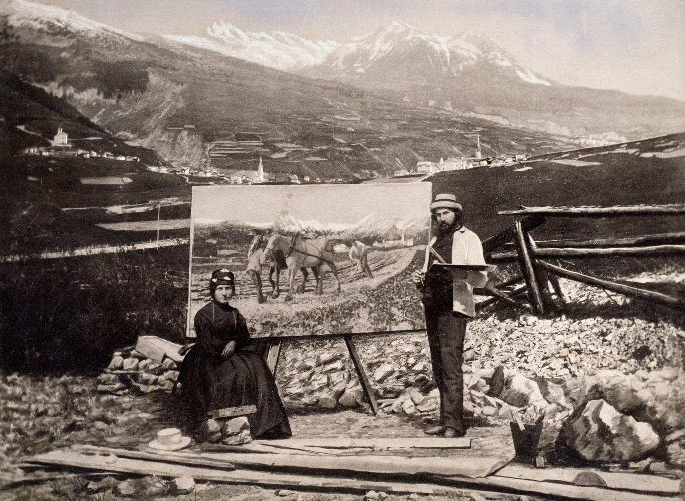 Segantini et Bice à Savognin 1888
