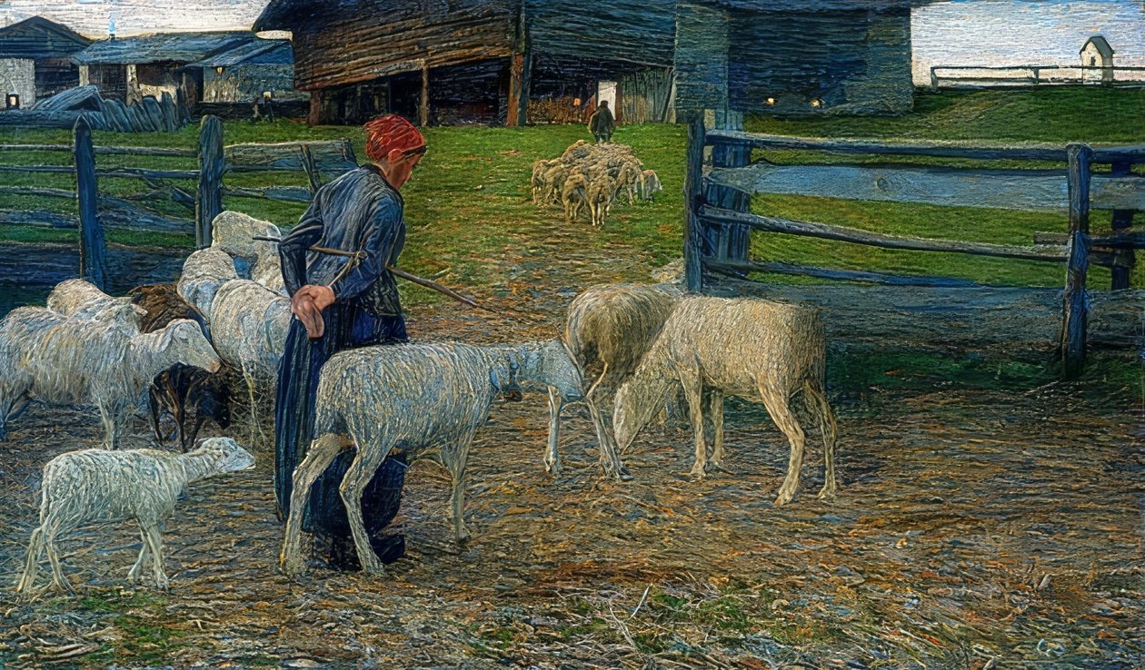 giovanni segantini 1888 ritorno-allovile coll part